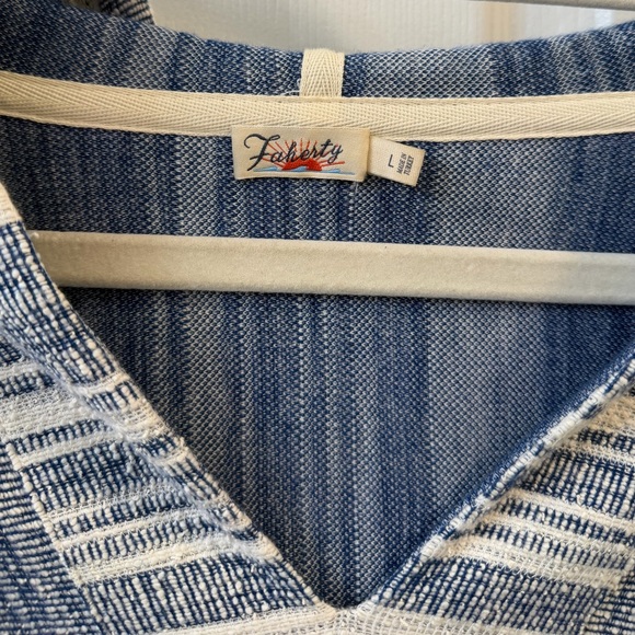 Faherty Blue and Cream Striped Hoodie - Picture 2 of 3